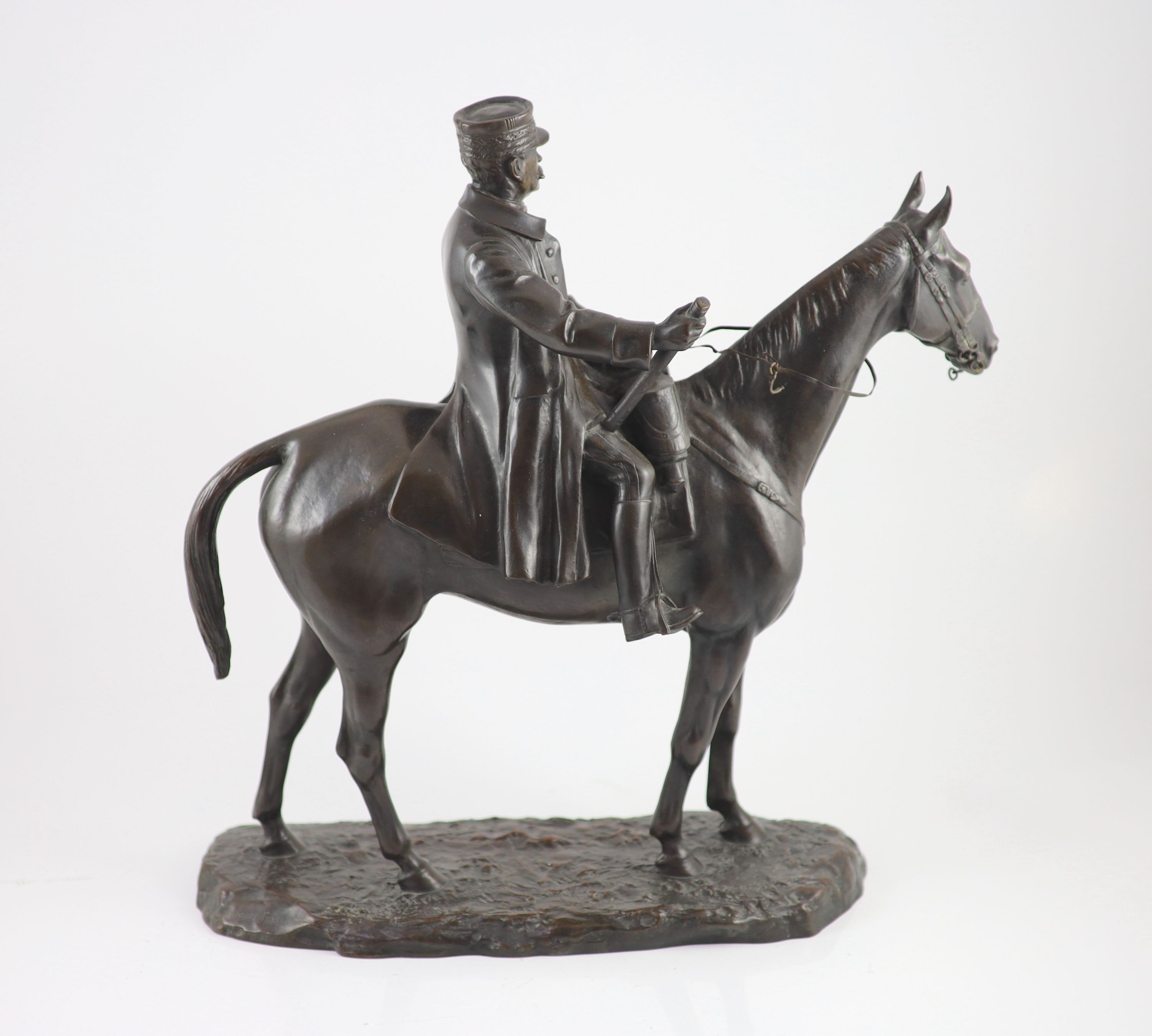 Georges Malissard (French, 1877-1942), An equestrian bronze of Marshall Foch, H 48cm. W 45cm.